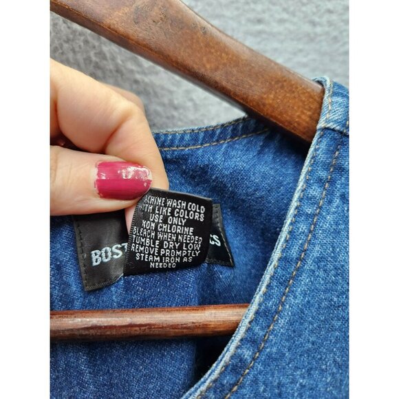 Boston Classics Denim Short-Sleeve Midi Dress With Pocket Size S 100% Cotton Blu - Picture 3 of 4